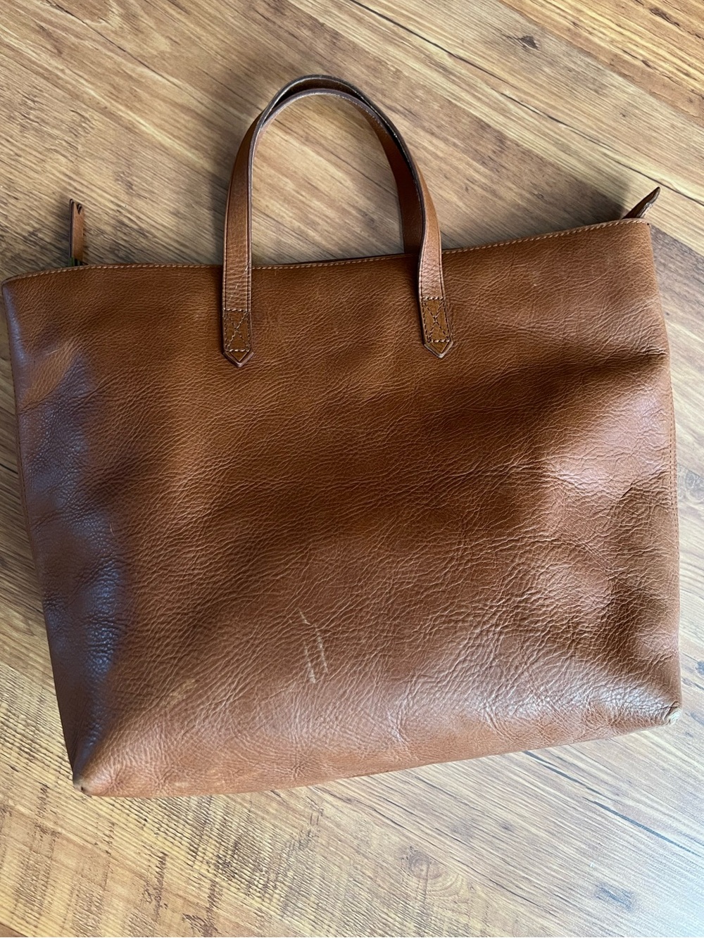 Madewell Brown Leather Zip Top Transport Carryall Zip Top Tote